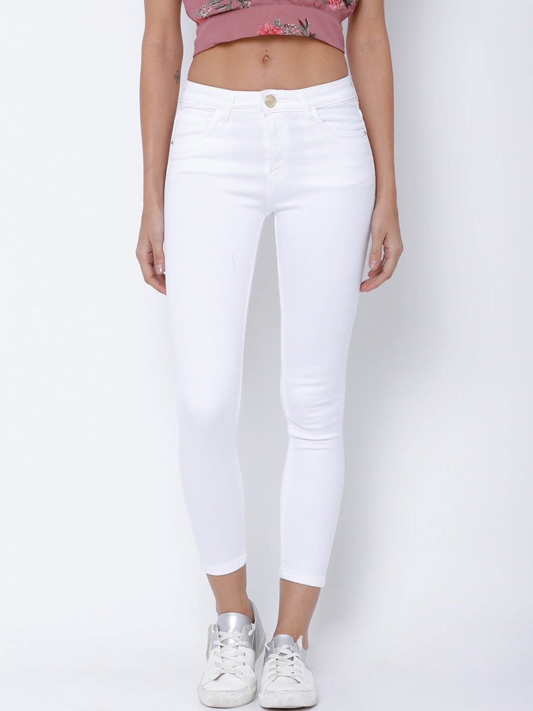 

Tokyo Talkies Women White Super Skinny Fit Mid-Rise Ankle Length Stretchable Jeans