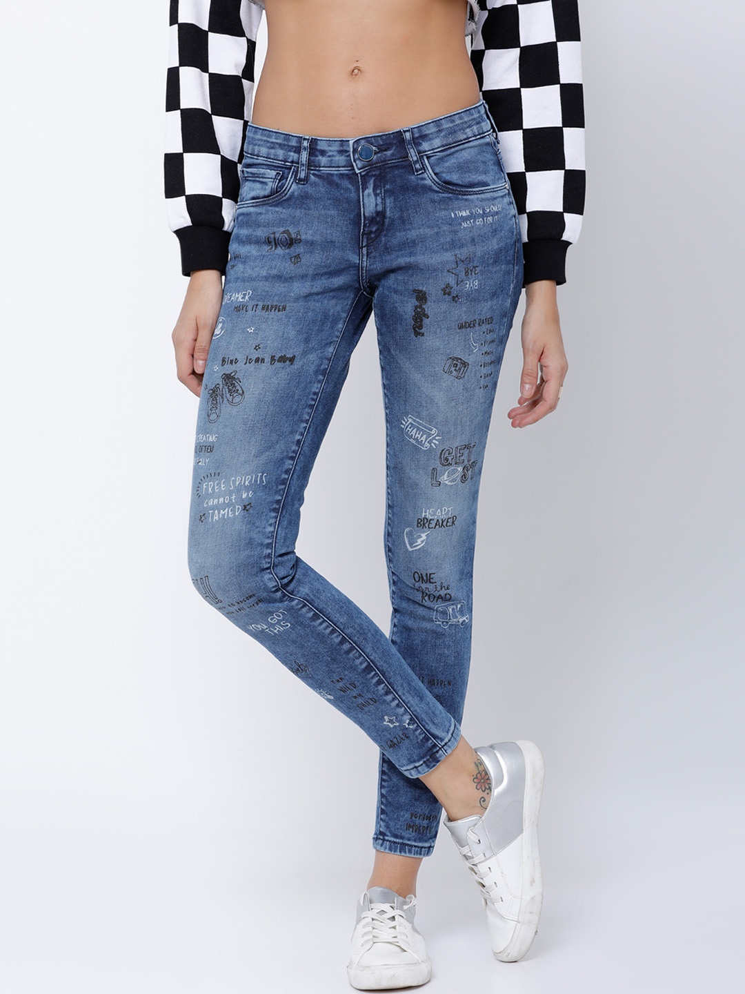 

Tokyo Talkies Women Blue Skinny Fit Mid-Rise Ankle Length Stretchable Jeans
