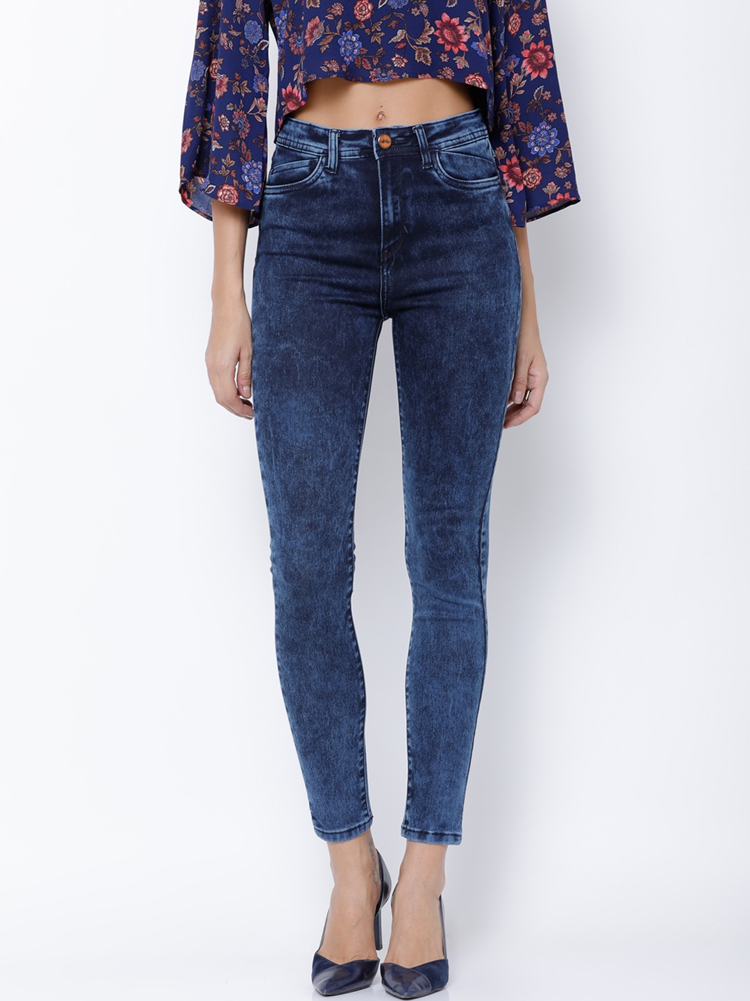 

Tokyo Talkies Women Blue Super Skinny Fit Mid-Rise Ankle Length Stretchable Jeans