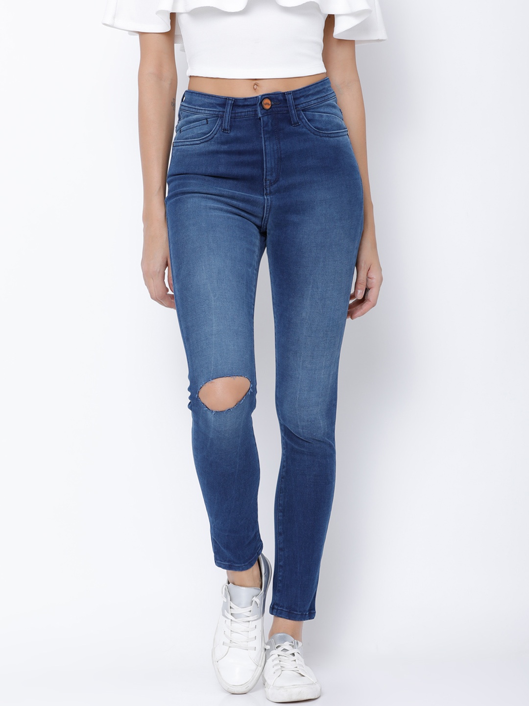 

Tokyo Talkies Women Blue Super Skinny Fit Mid-Rise Ankle Length Stretchable Jeans