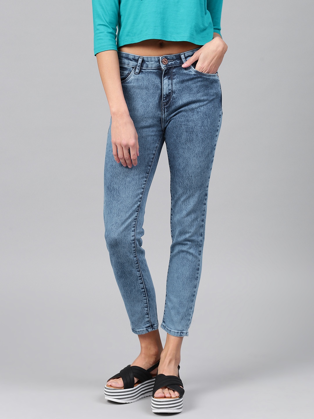 

Tokyo Talkies Women Blue Super Skinny Fit Mid-Rise Ankle Length Stretchable Jeans