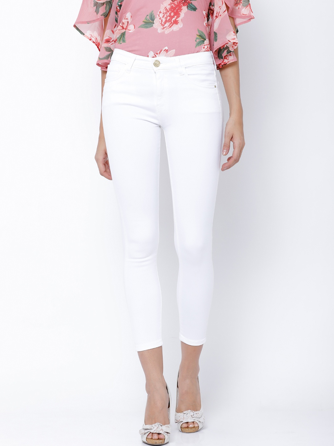 

Tokyo Talkies Women White Super Skinny Fit Mid-Rise Ankle Length Stretchable Jeans