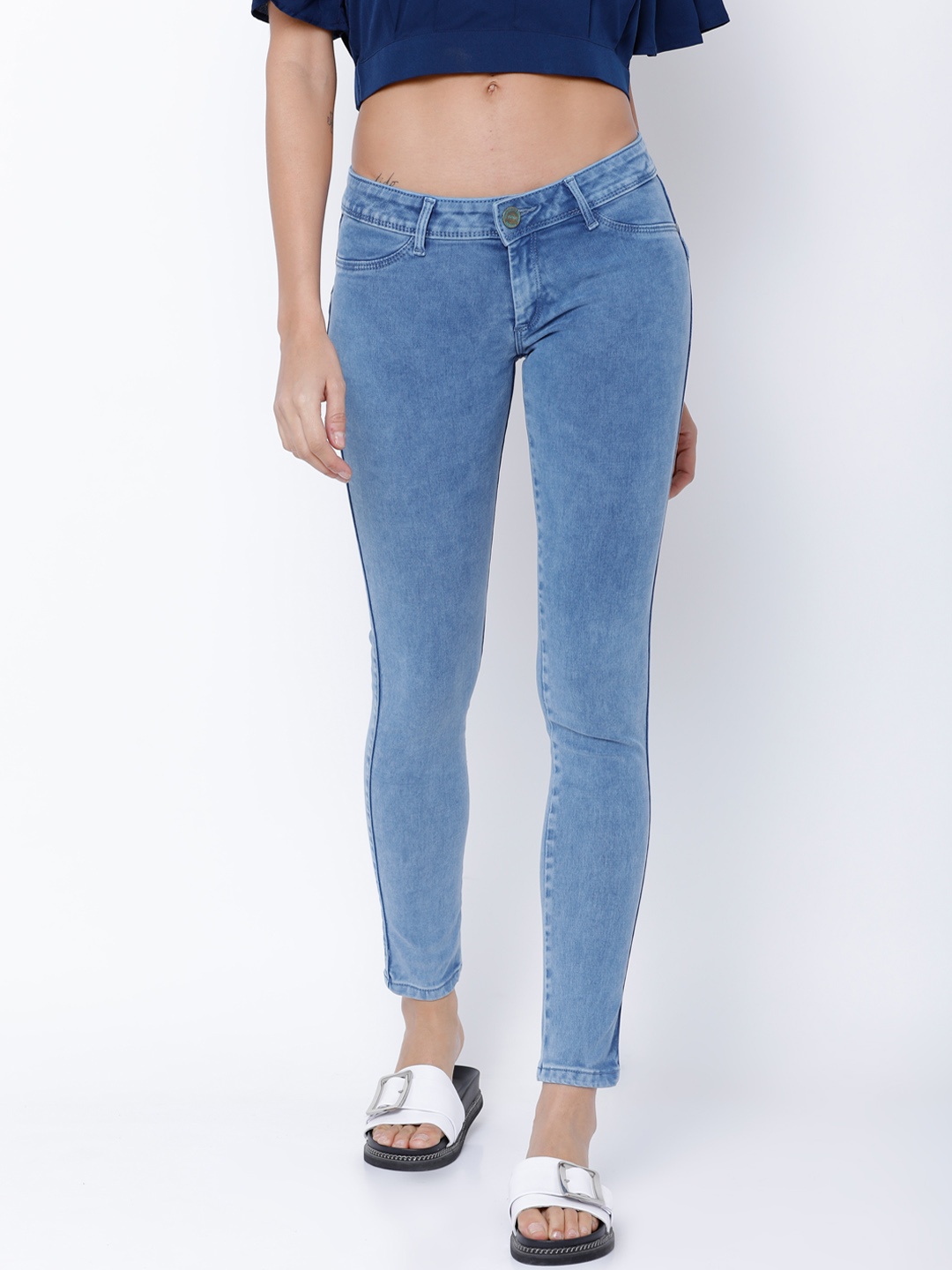 

Tokyo Talkies Women Blue Super Skinny Fit Mid-Rise Ankle Length Stretchable Jeans