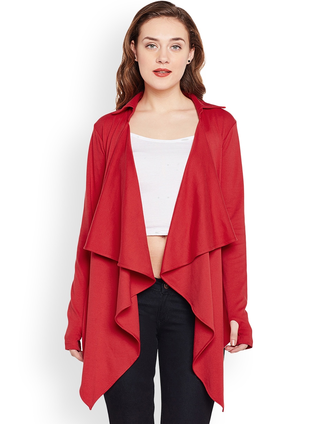 

Hypernation Red Solid Open Front Shrug