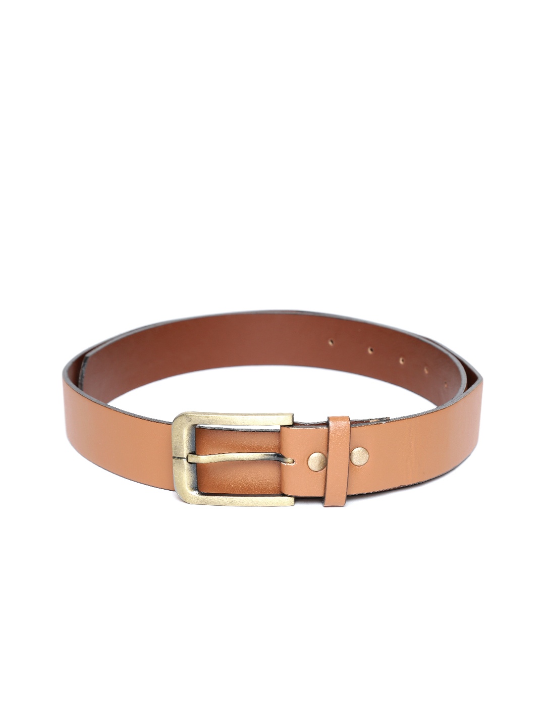 

Blueberry Men Tan Brown Leather Solid Belt