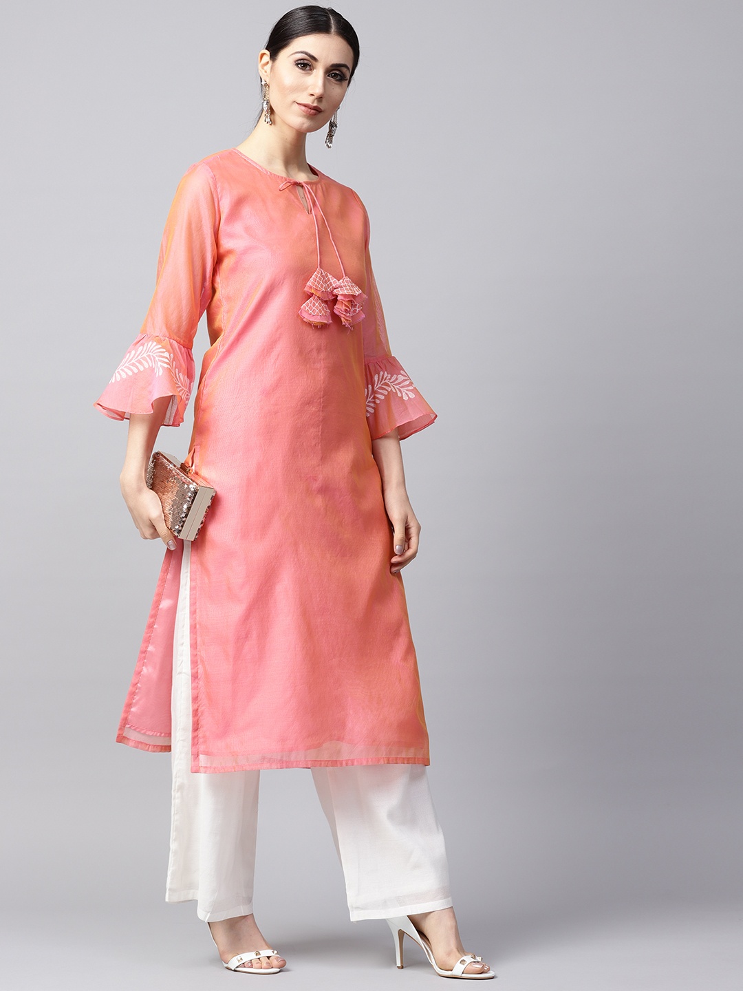 

AKS Women Pink Solid Dual-Toned Straight Kurta