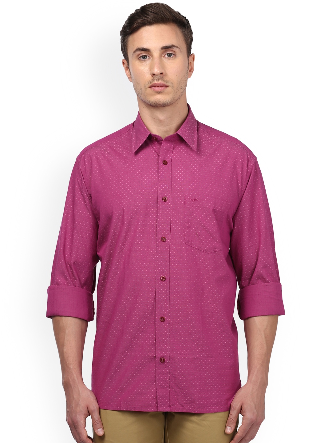 

ColorPlus Men Pink Regular Fit Solid Casual Shirt