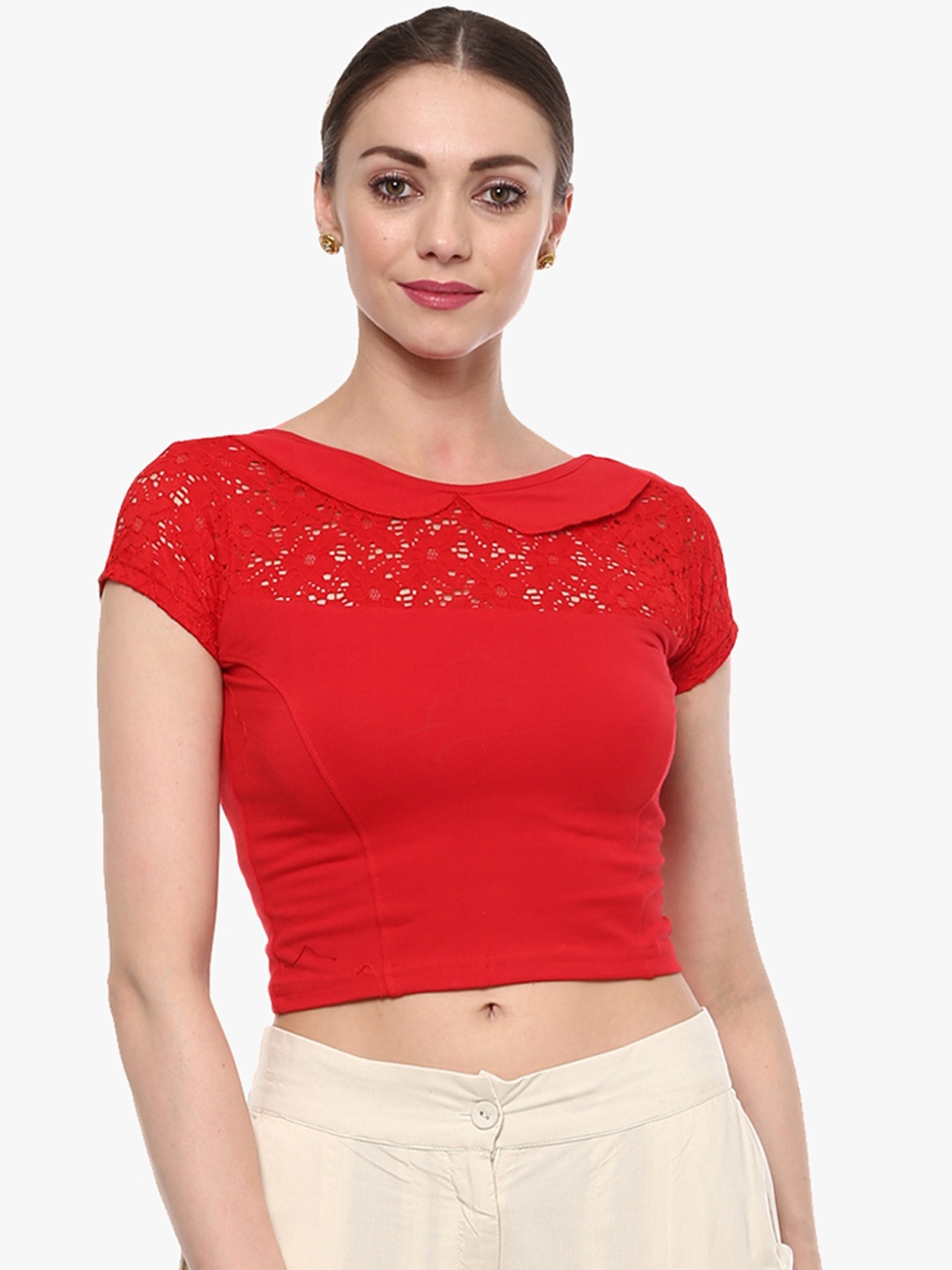 

SALWAR STUDIO Women Solid Red Saree Blouse