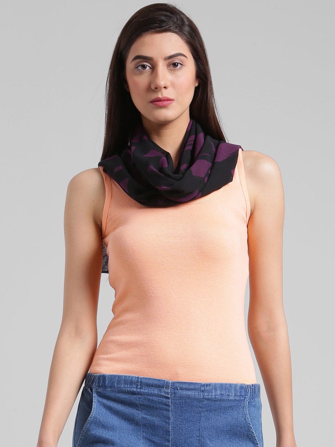 

Trend Arrest Black & Purple Printed Scarf