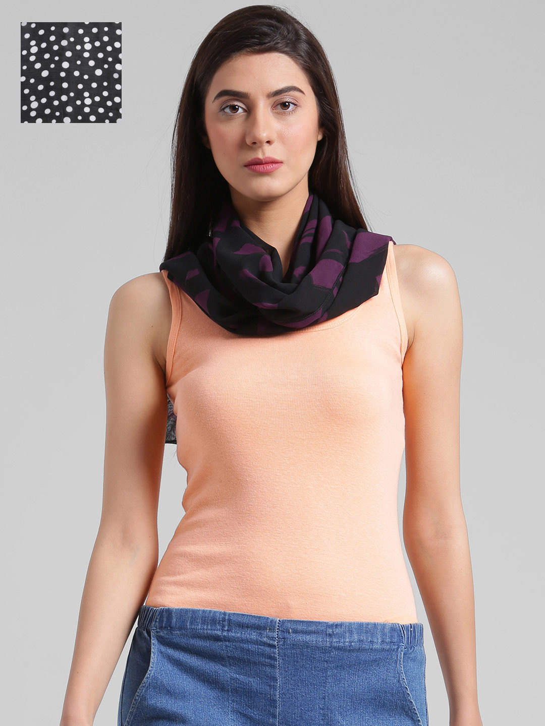

Trend Arrest Black & Purple Set Of 2 Printed Scarf