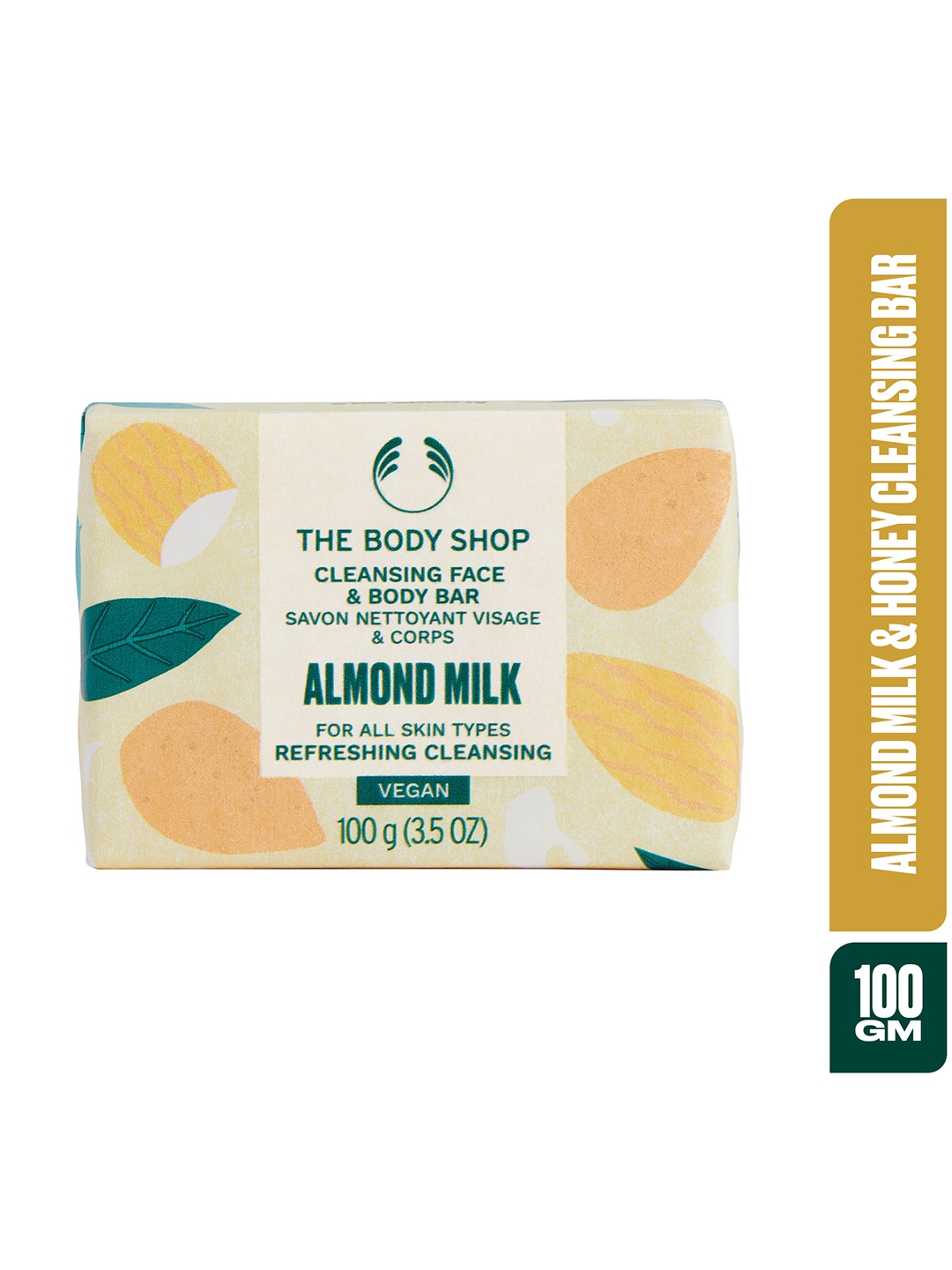 

THE BODY SHOP Almond Milk Cleansing Face & Body Bar- 100 g, Off white