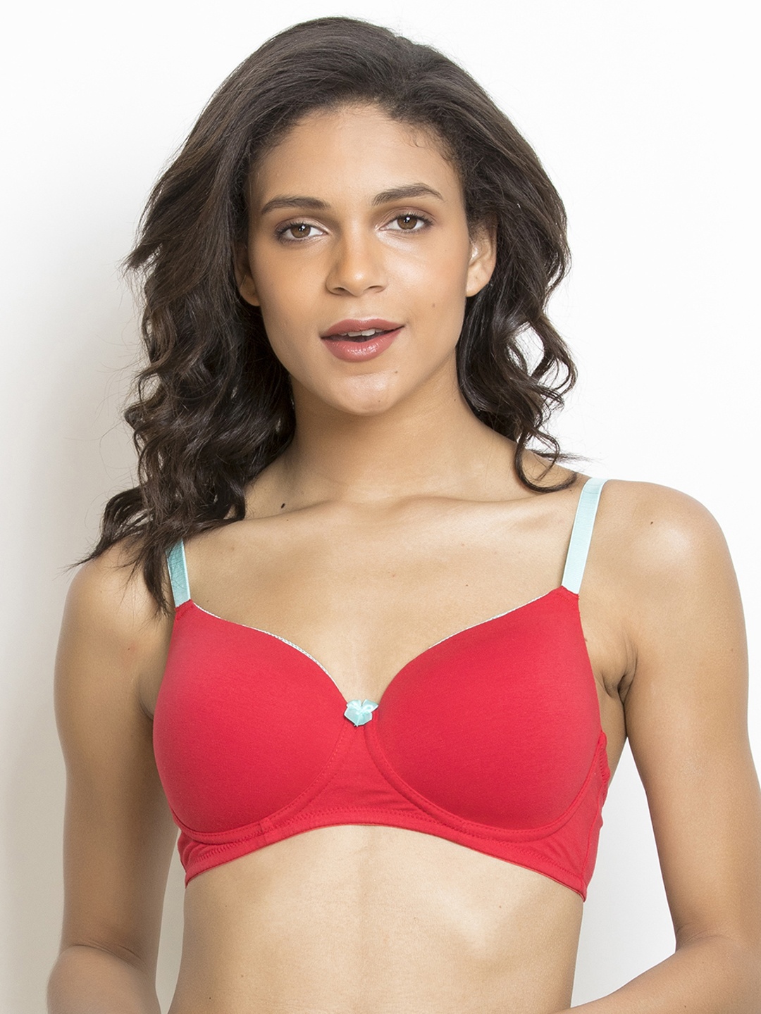 

Zivame Red & Red Solid Underwired Lightly Padded T-shirt Bra