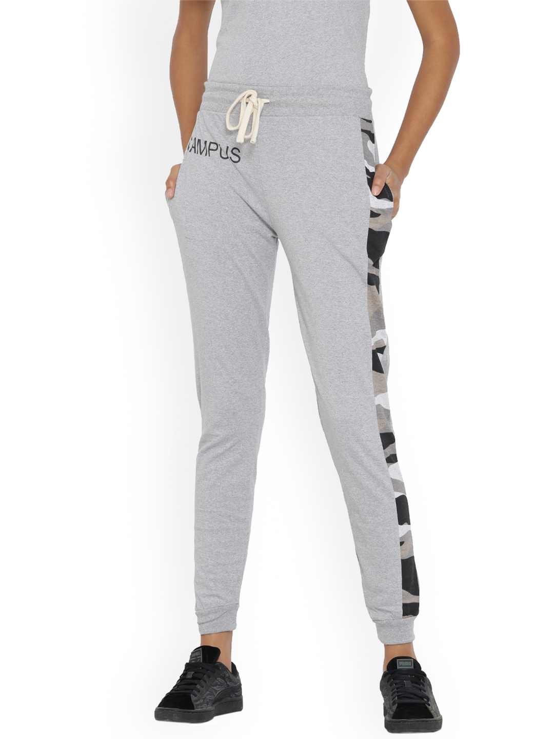 

Campus Sutra Grey Printed Women Trackpant