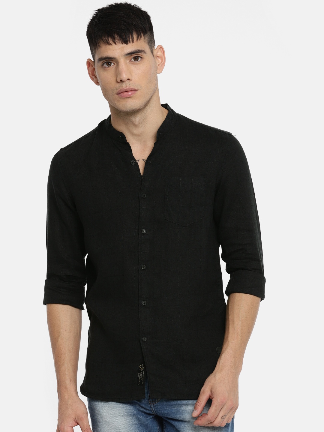 

Being Human Clothing Men Black Premium Slim Fit Solid Casual Shirt
