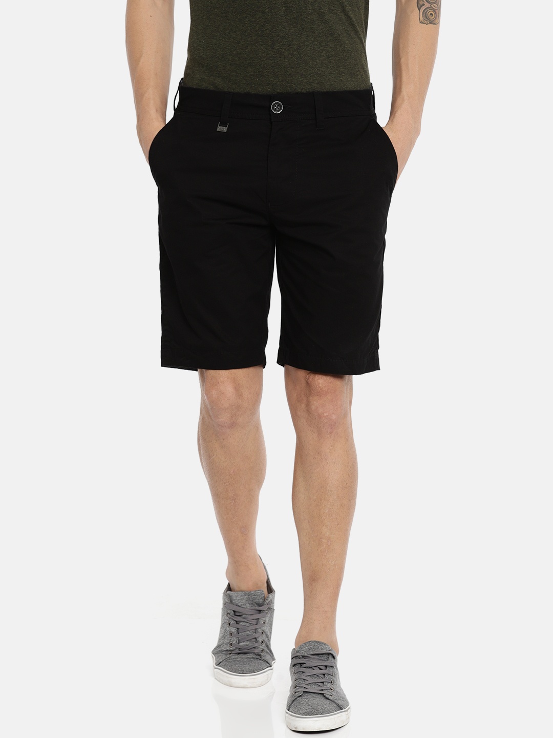 

Being Human Clothing Men Black Solid Regular Fit Regular Shorts