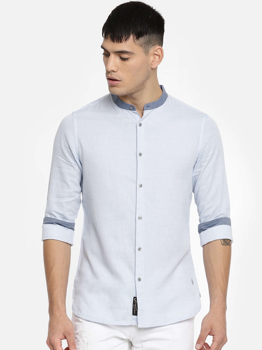 

Being Human Men Blue Slim Fit Solid Casual Shirt