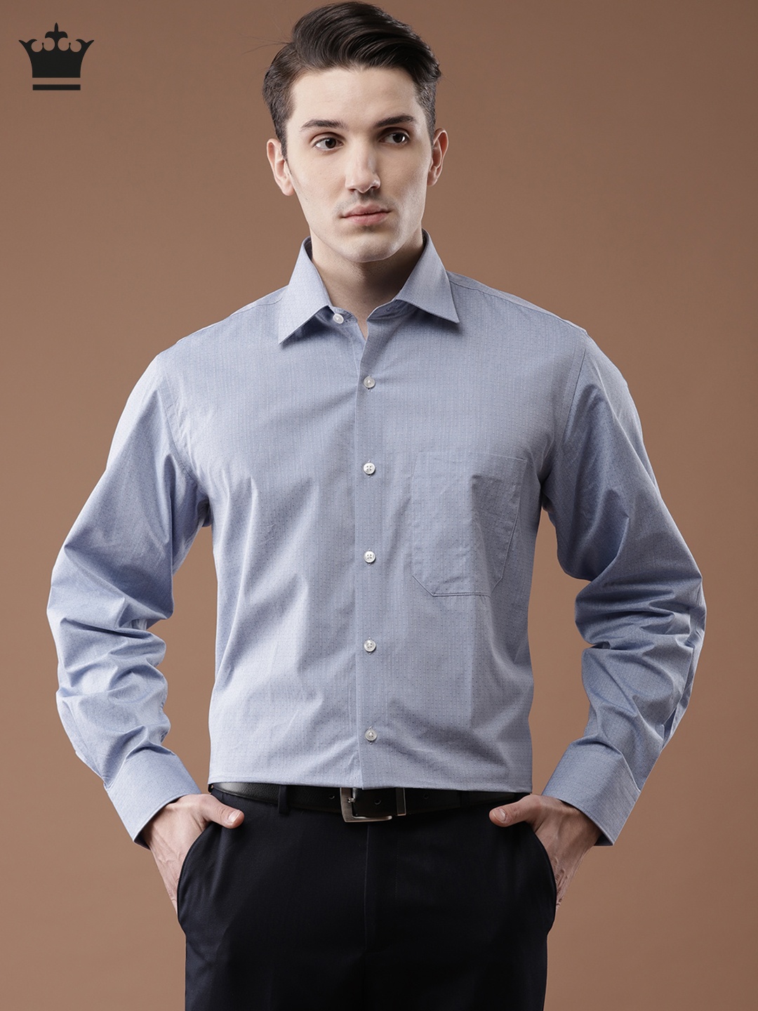 

Louis Philippe Men Blue Classic Fit Self Design Formal Shirt