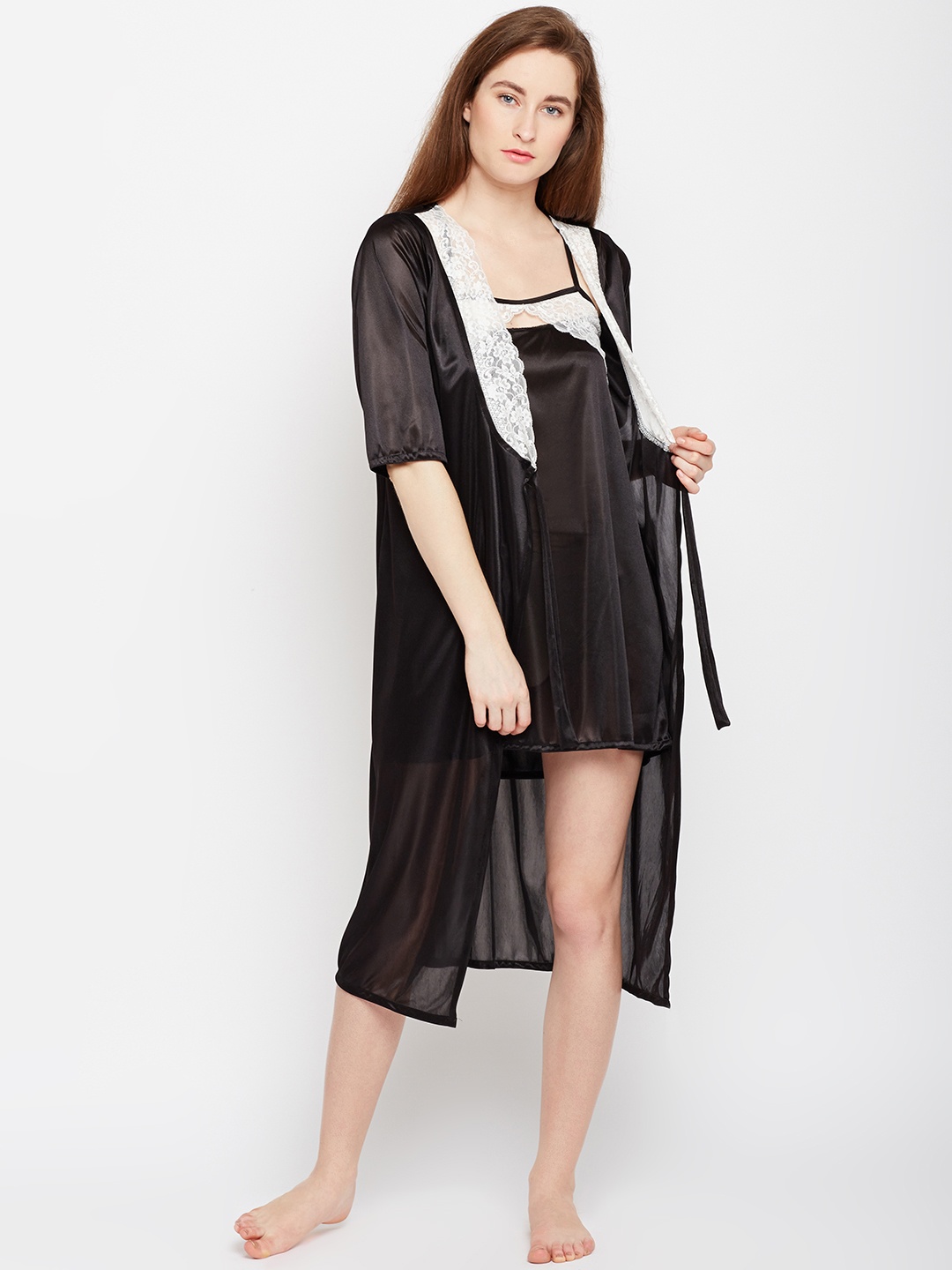 

Claura Black Solid Nightdress