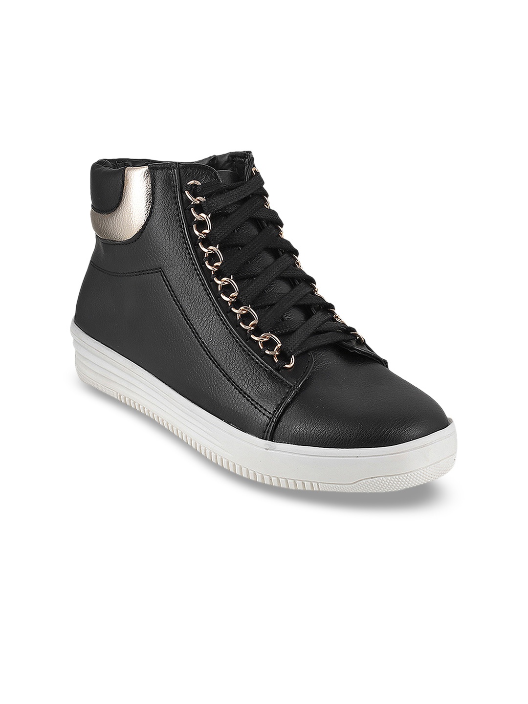 

Metro Women Black Solid Synthetic High-Top Sneakers
