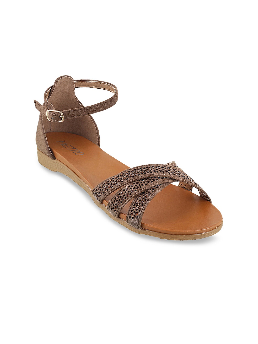 

Metro Women Brown Solid Synthetic Open Toe Flats