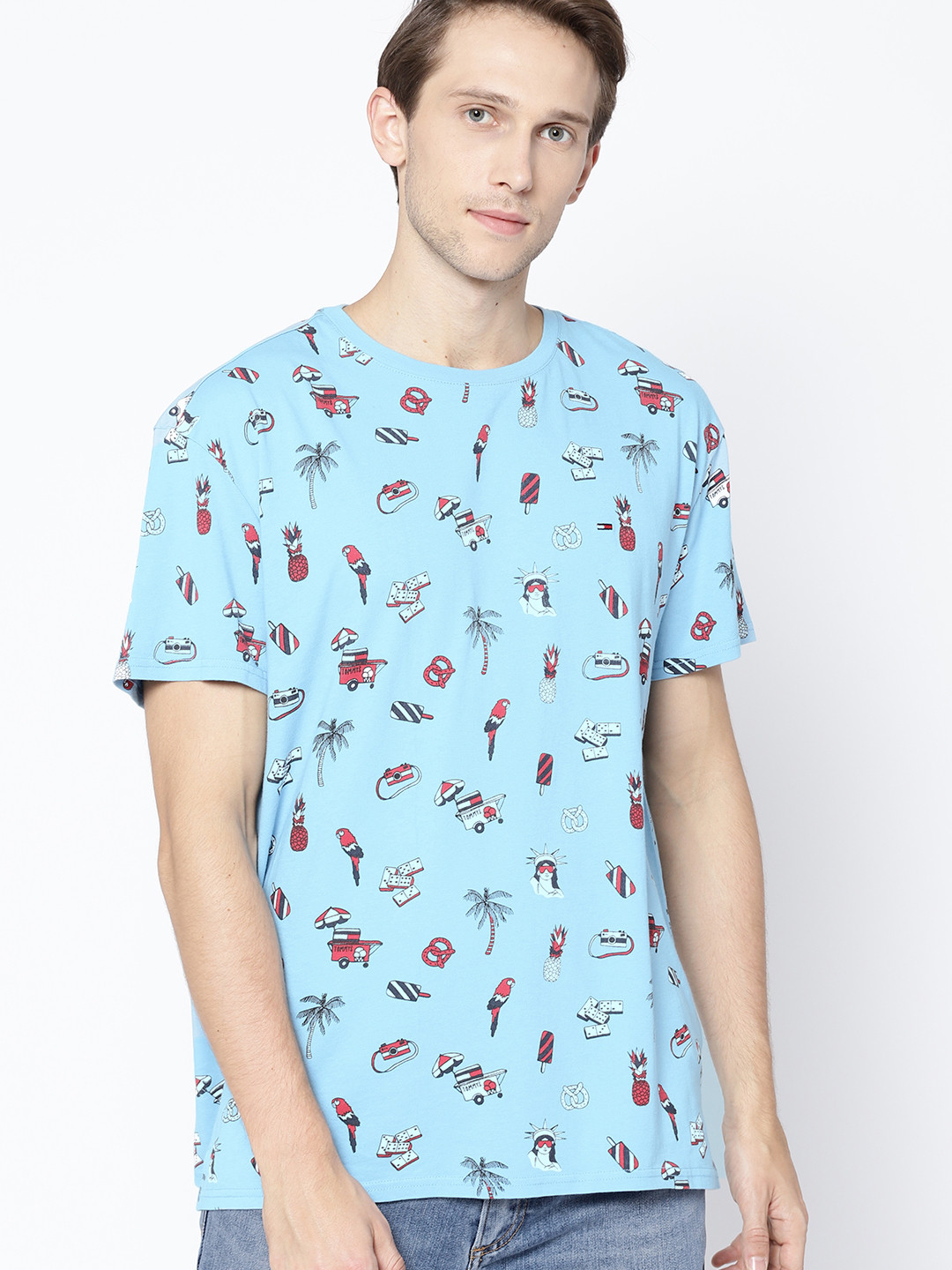 

Tommy Hilfiger Men Blue Printed Round Neck T-shirt