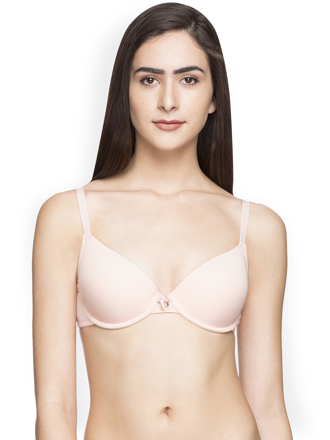 

Candyskin Women Peach-Coloured Solid Underwired Heavily Padded Push-Up Bra