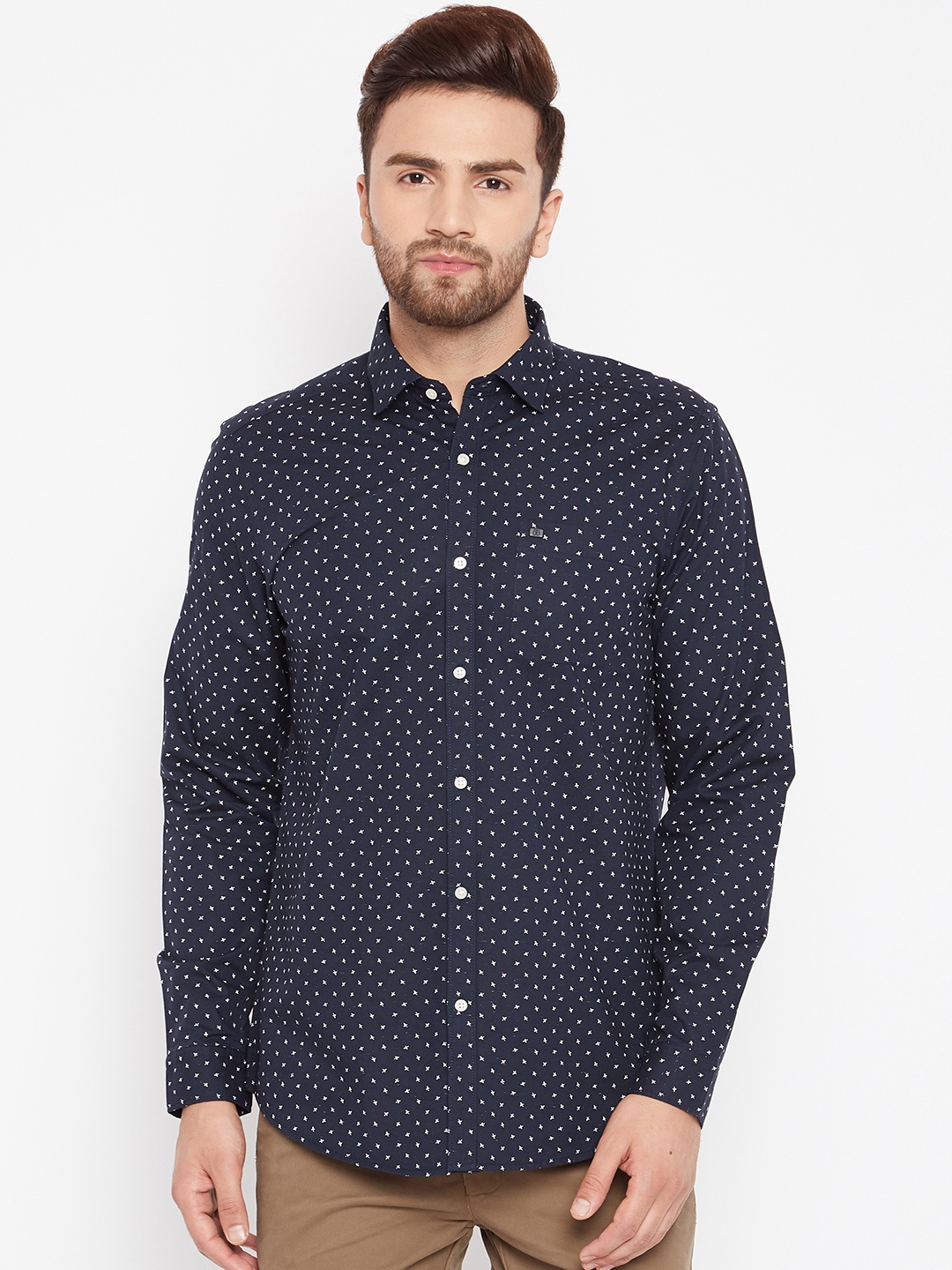

Blackberrys Men Navy Blue Slim Fit Printed Casual Shirt