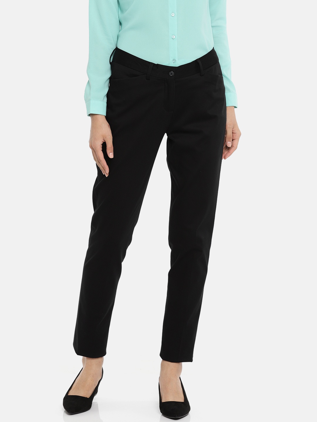 

Van Heusen Woman Women Black Regular Fit Solid Regular Trousers