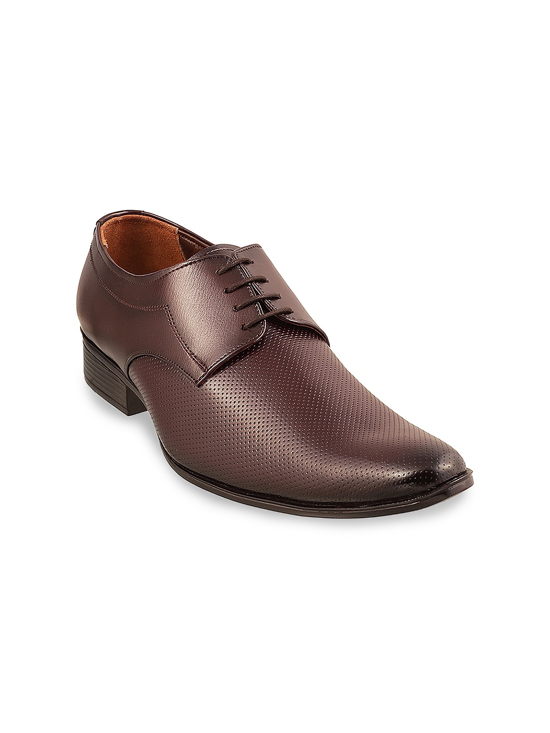 

Mochi Men Brown Textured Leather Derbys