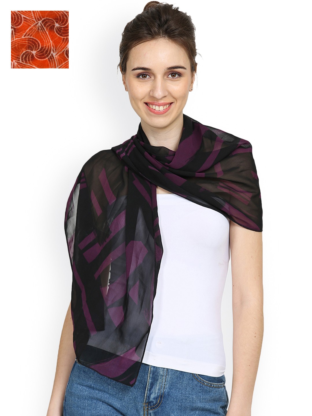 

Trend Arrest Women Pack Of 2 Printed Scarves, Orange