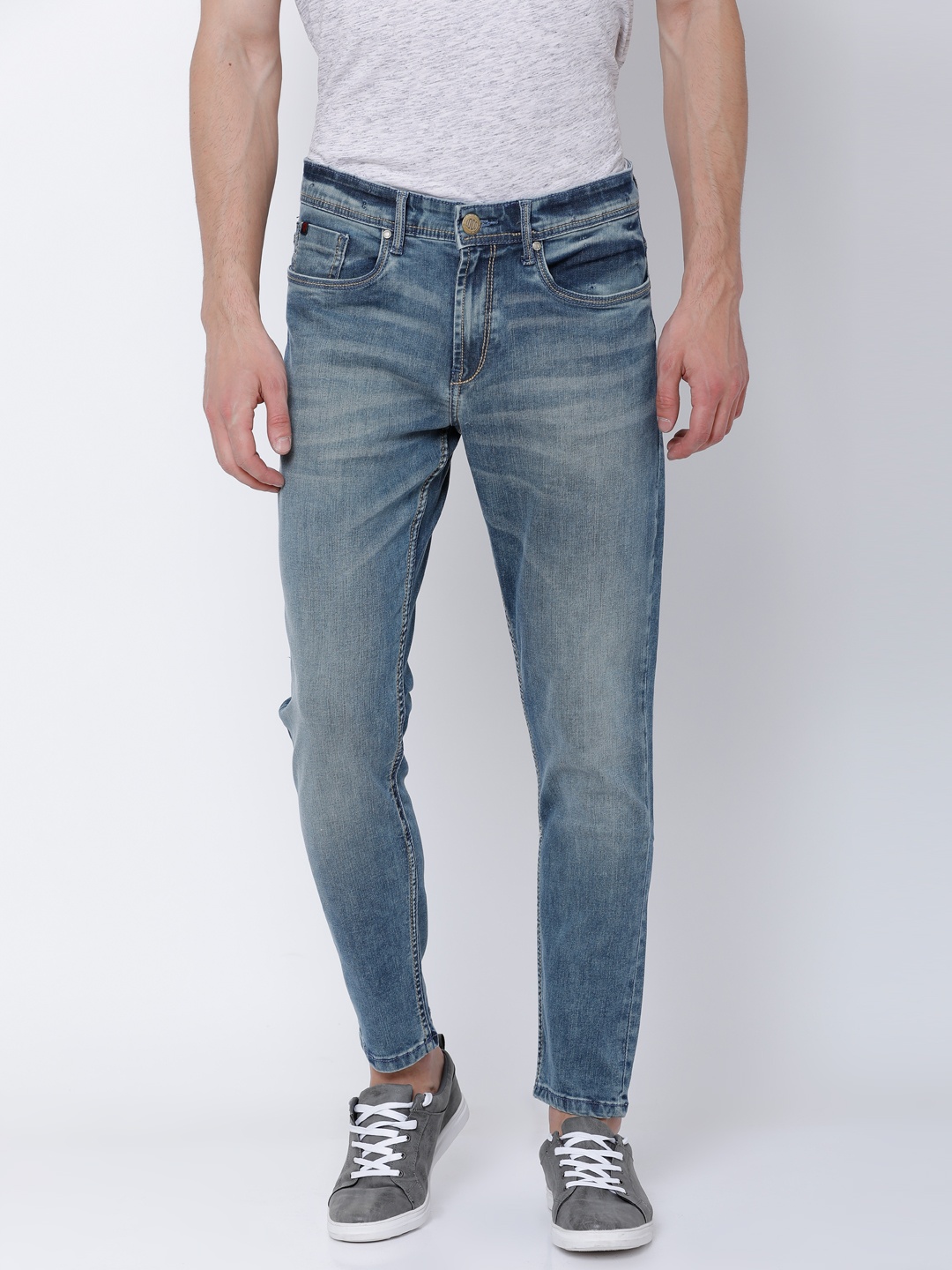 

LOCOMOTIVE Men Blue Tapered Fit Mid-Rise Clean Look Stretchable Jeans