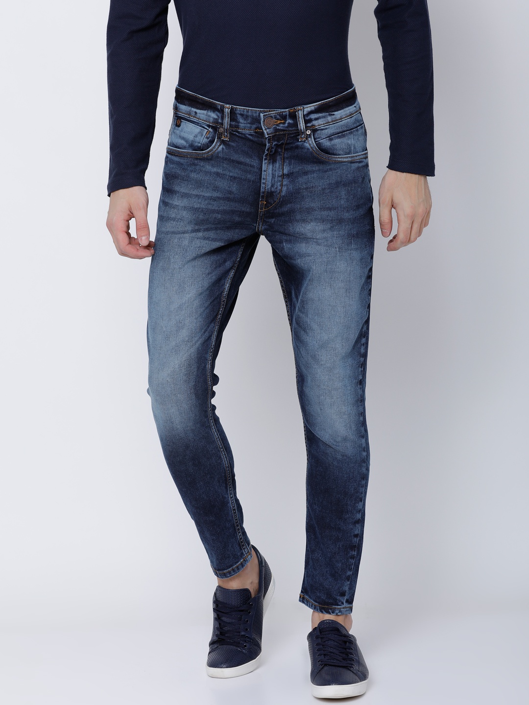 

LOCOMOTIVE Men Blue Tapered Fit Mid-Rise Clean Look Stretchable Jeans