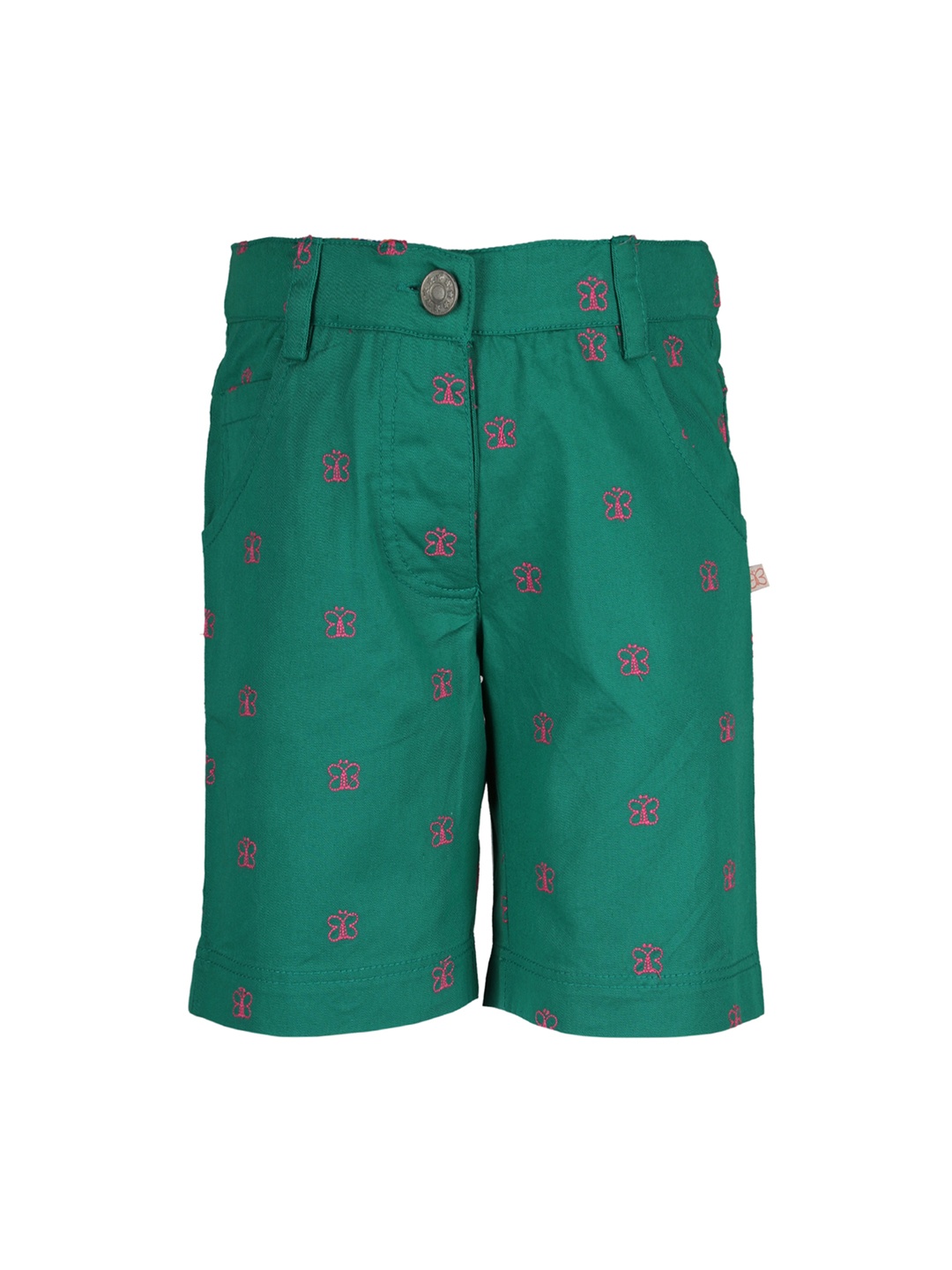 

Tiddlywings Girls Green Printed Regular Fit Regular Shorts