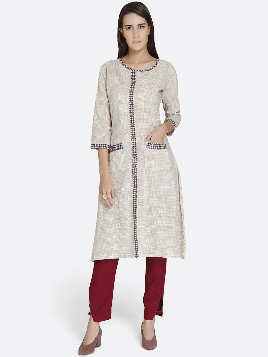 

shiloh Women Off-White Printed A-Line Kurta