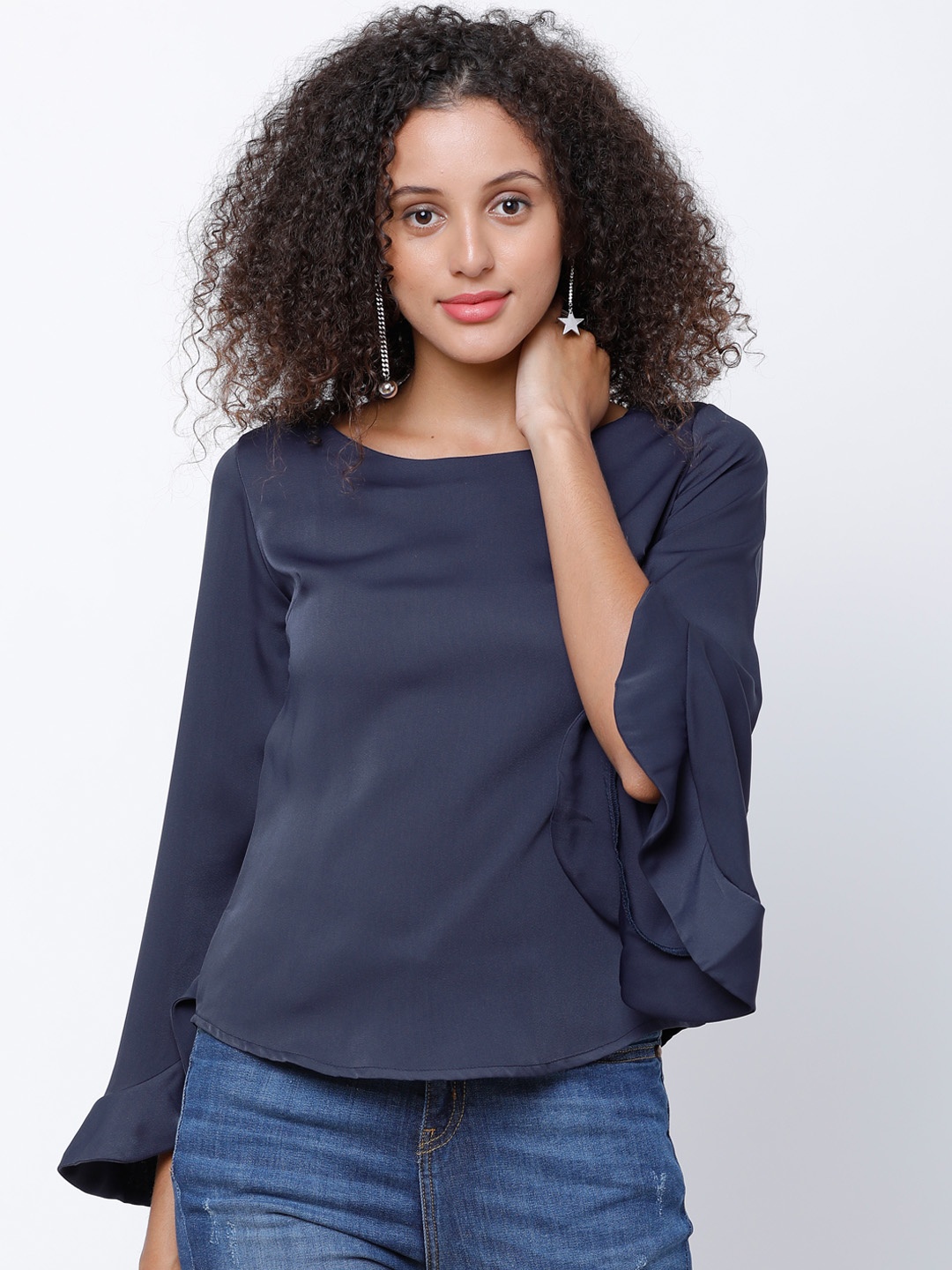 

Tokyo Talkies Women Navy Blue Solid Top