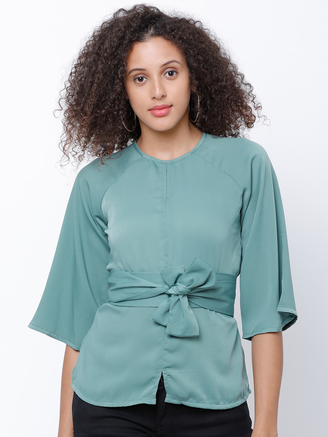 

Tokyo Talkies Women Sea Green Solid Top