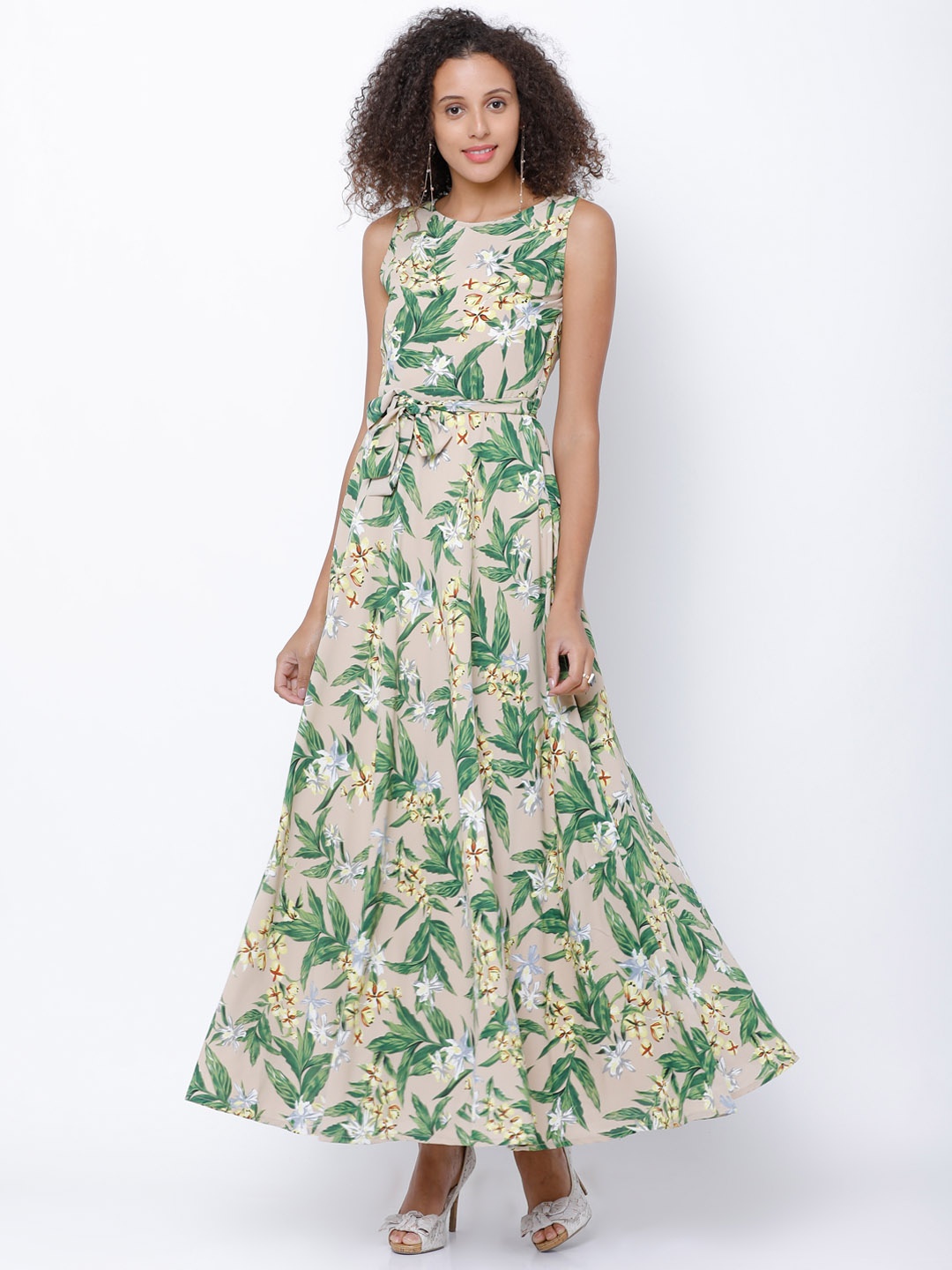 

Tokyo Talkies Women Beige Printed Maxi Dress