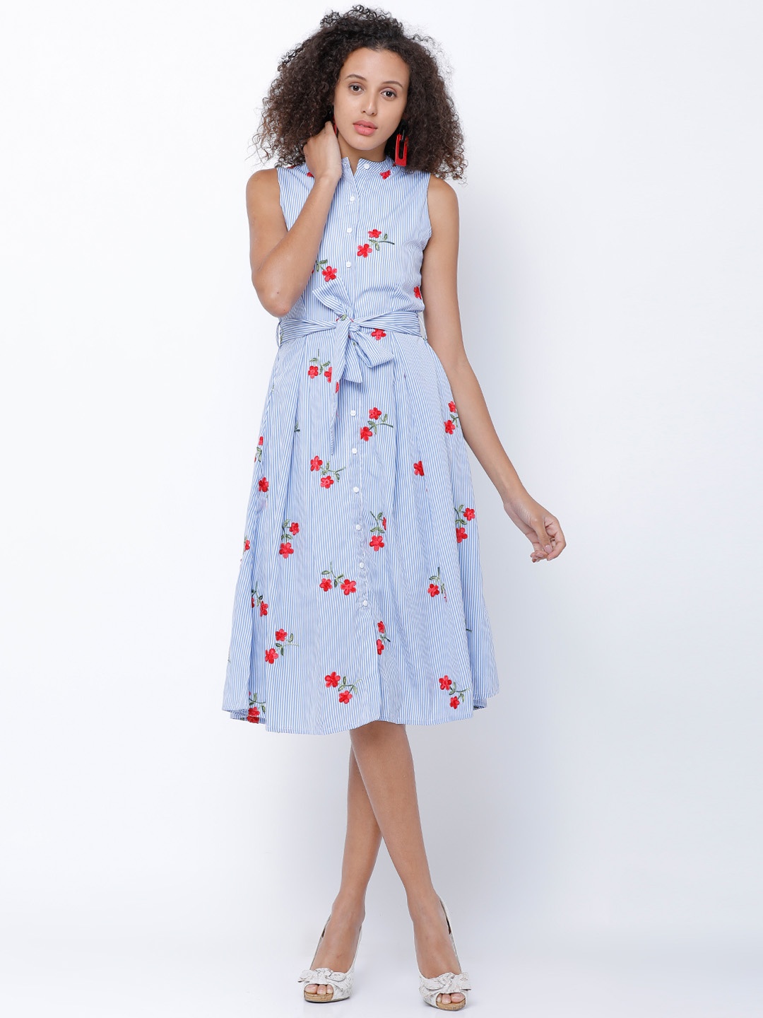 

Tokyo Talkies Women Blue Printed Shirt Dress