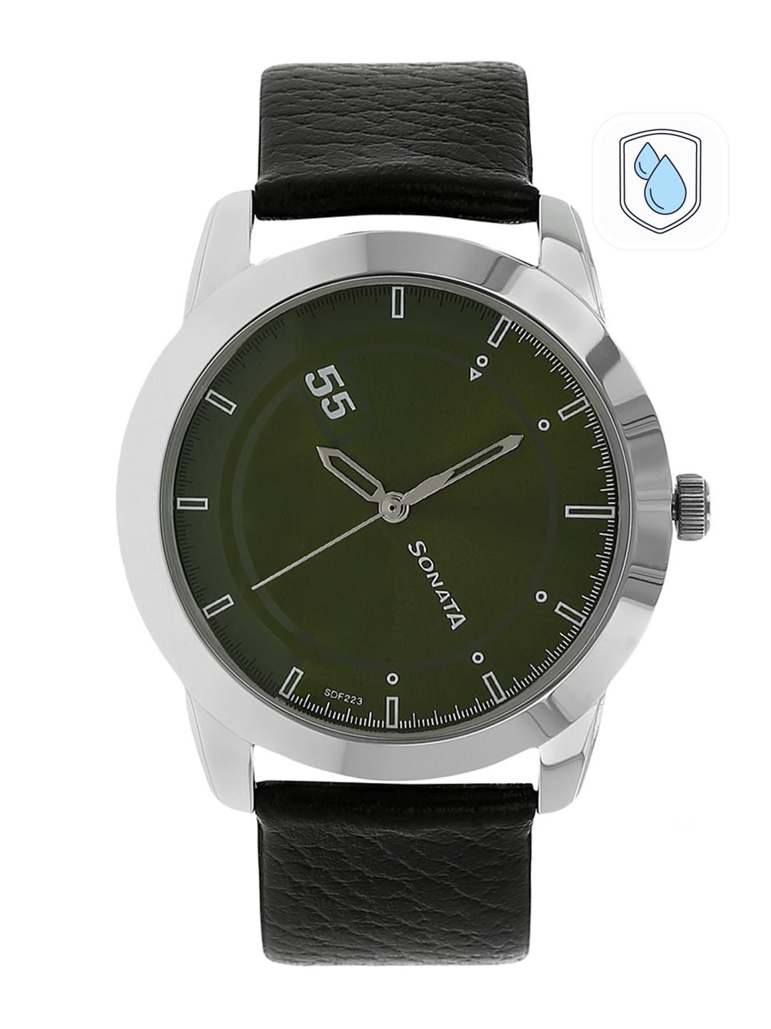 

Sonata Men Silver-Toned & Black Analogue Watch