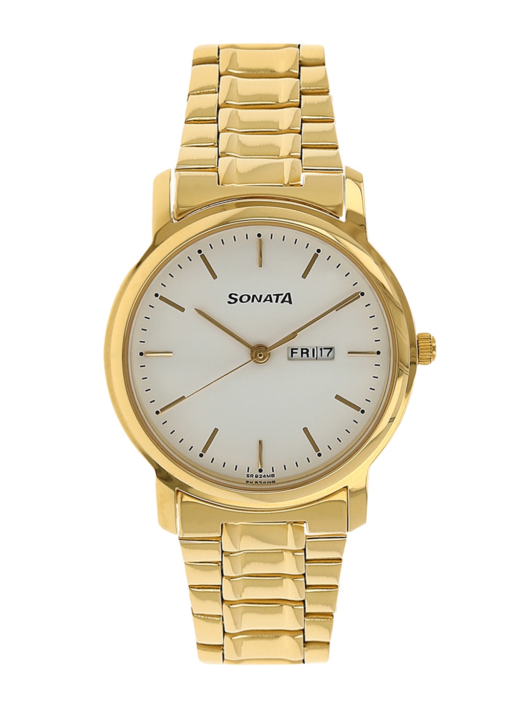 

Sonata Men Gold-Toned & White Analogue Watch