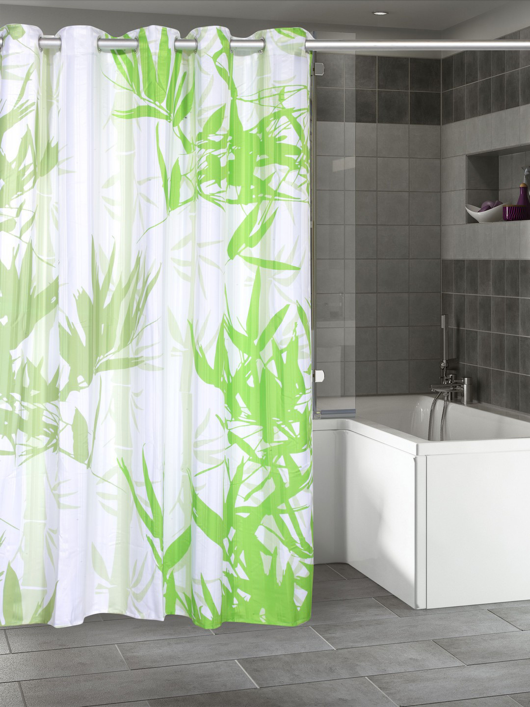 

Lushomes Digitally Printed Green Shower Curtain
