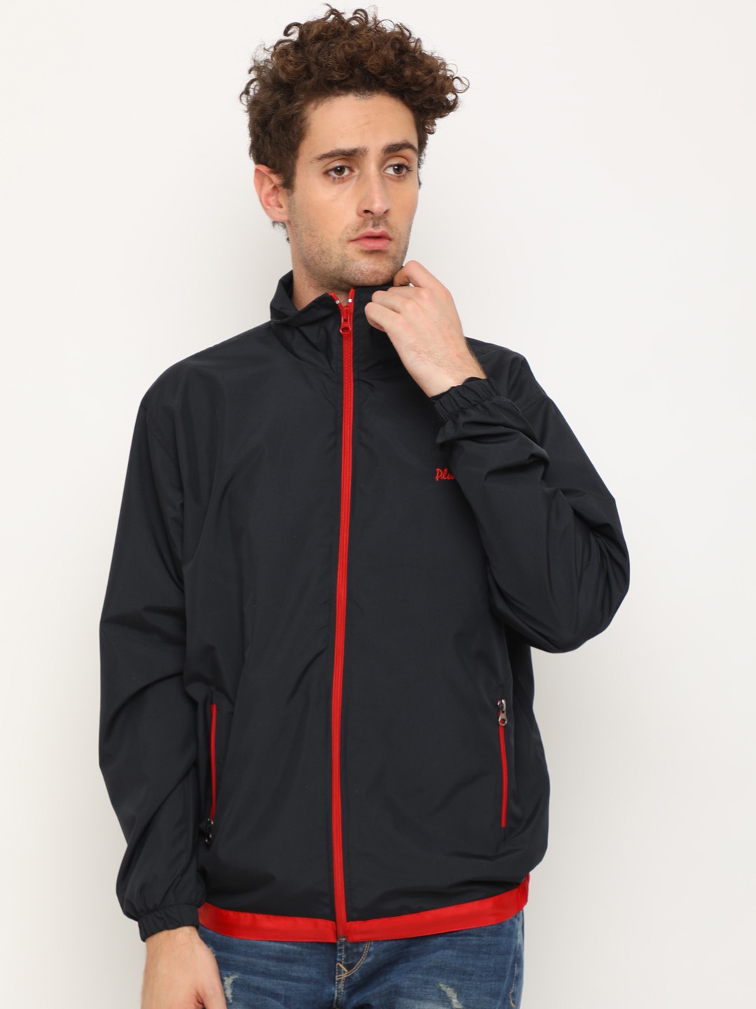 

Plutus Men Black Lightweight Windcheater Sporty Jacket