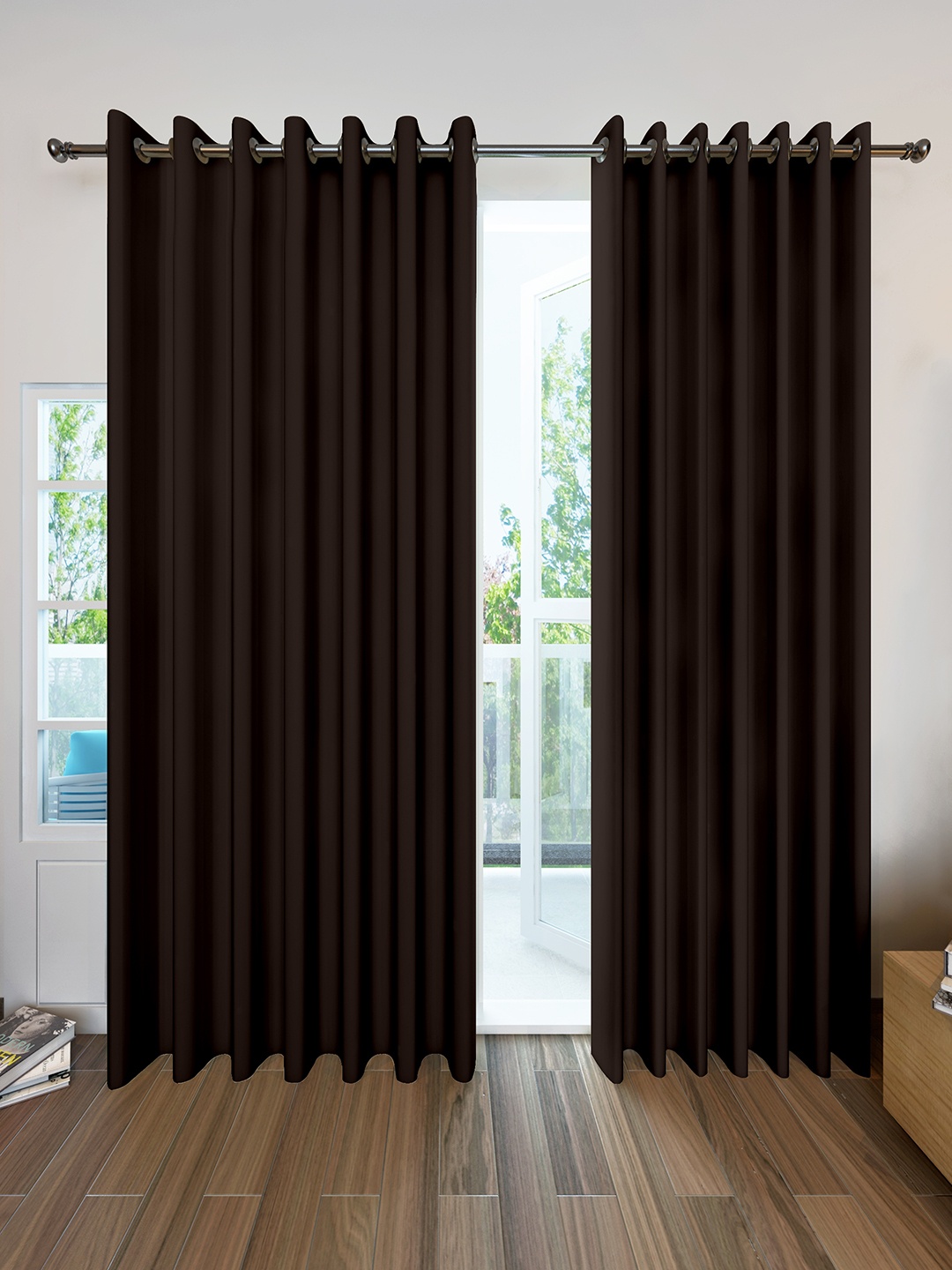 

Divine Casa Coffee Brown Black Out Door Curtains