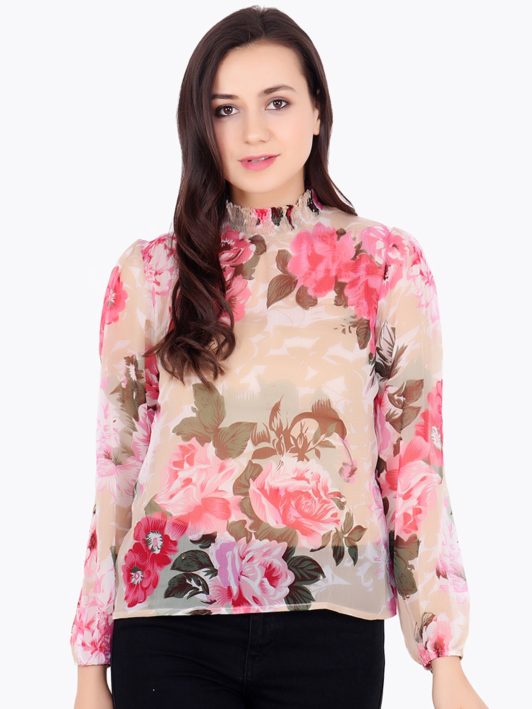 

Cation Women Cream-Coloured Printed Top