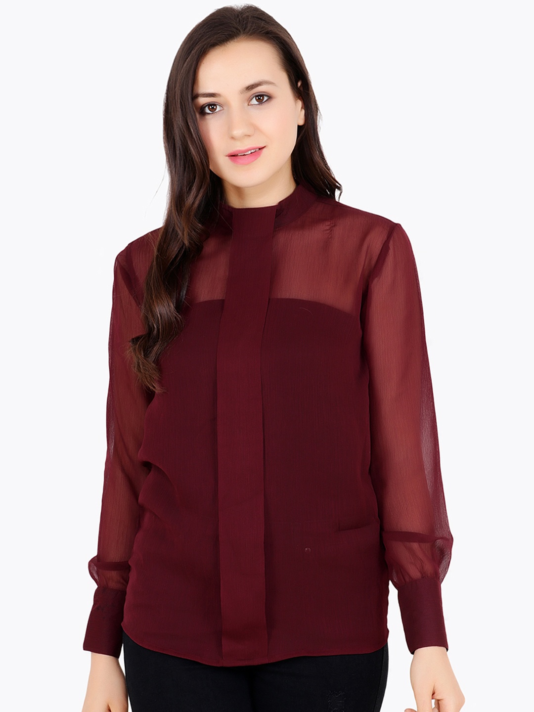 

Cation Women Maroon Solid Top