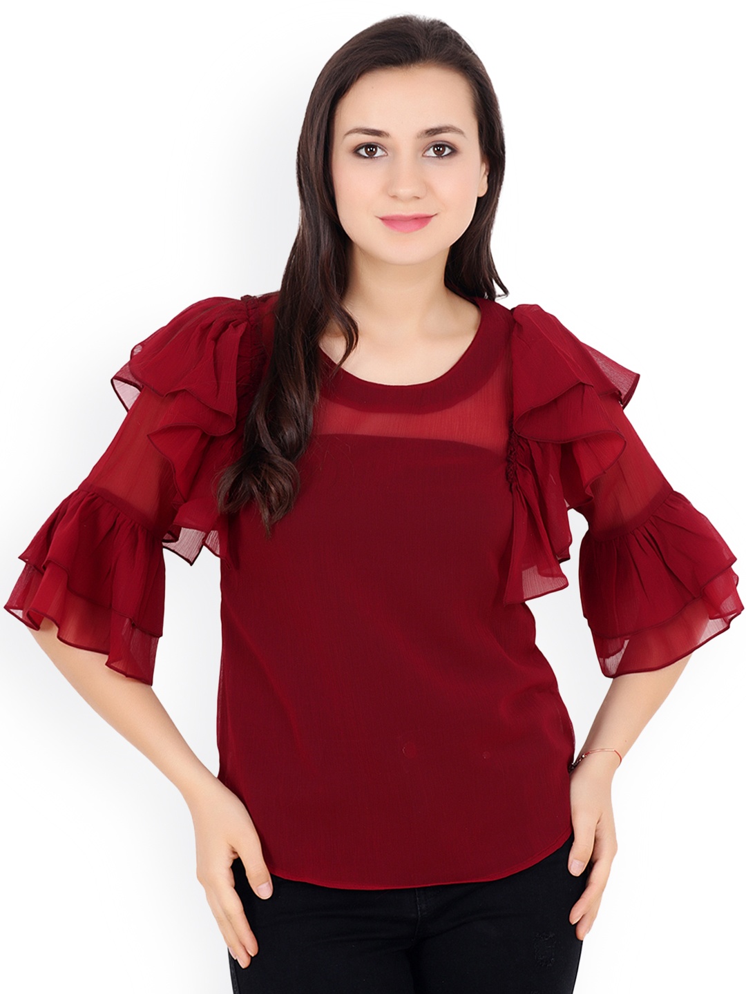 

Cation Women Maroon Solid Top
