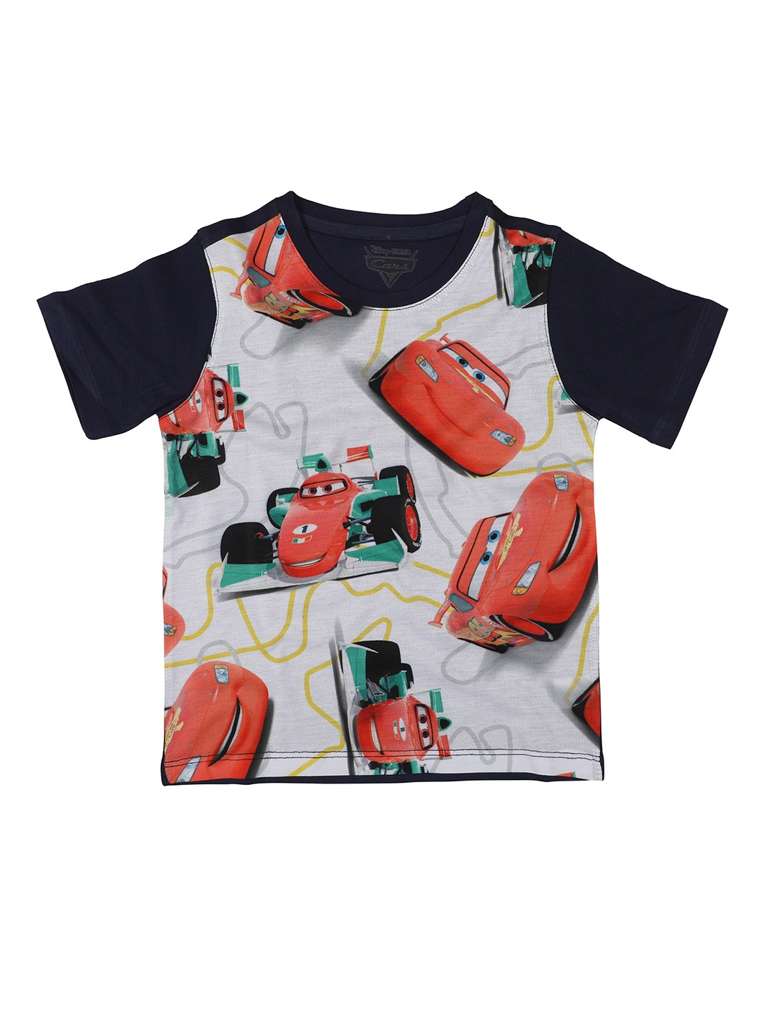 

Disney by Wear Your Mind Boys White & Black Printed Round Neck T-shirt