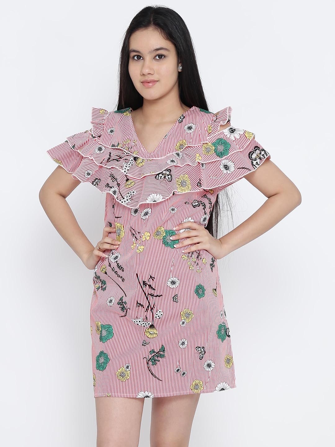 

Natilene Girls Red Printed Sheath Dress