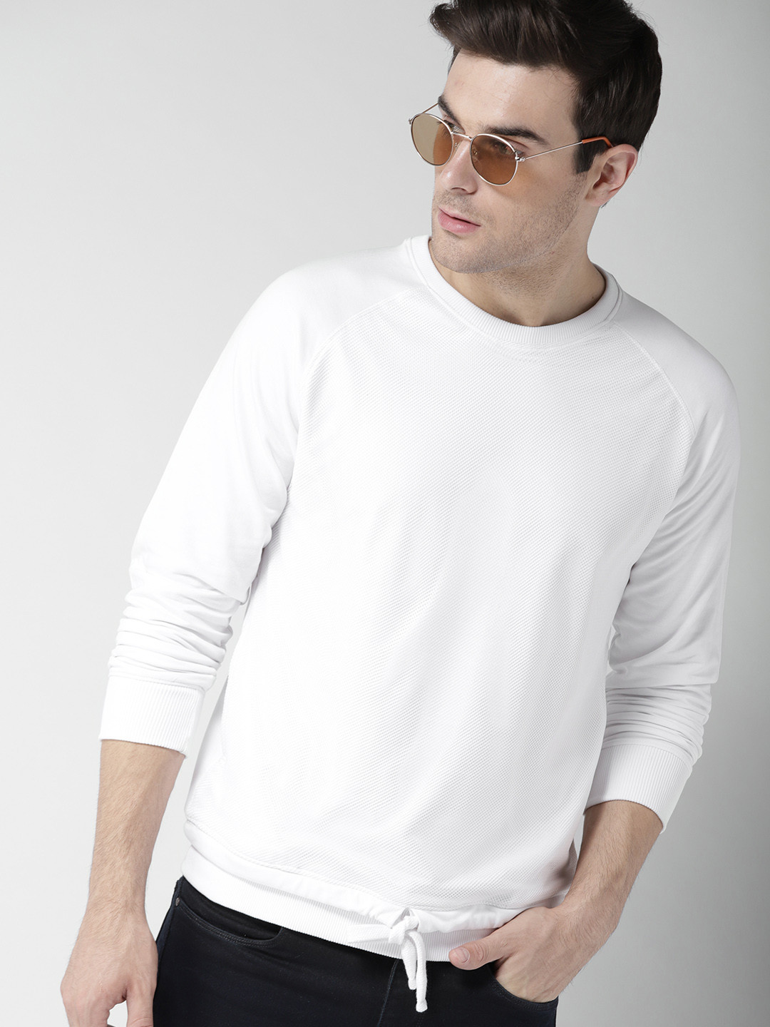 

Mast & Harbour Men White Self Design Sweatshirt