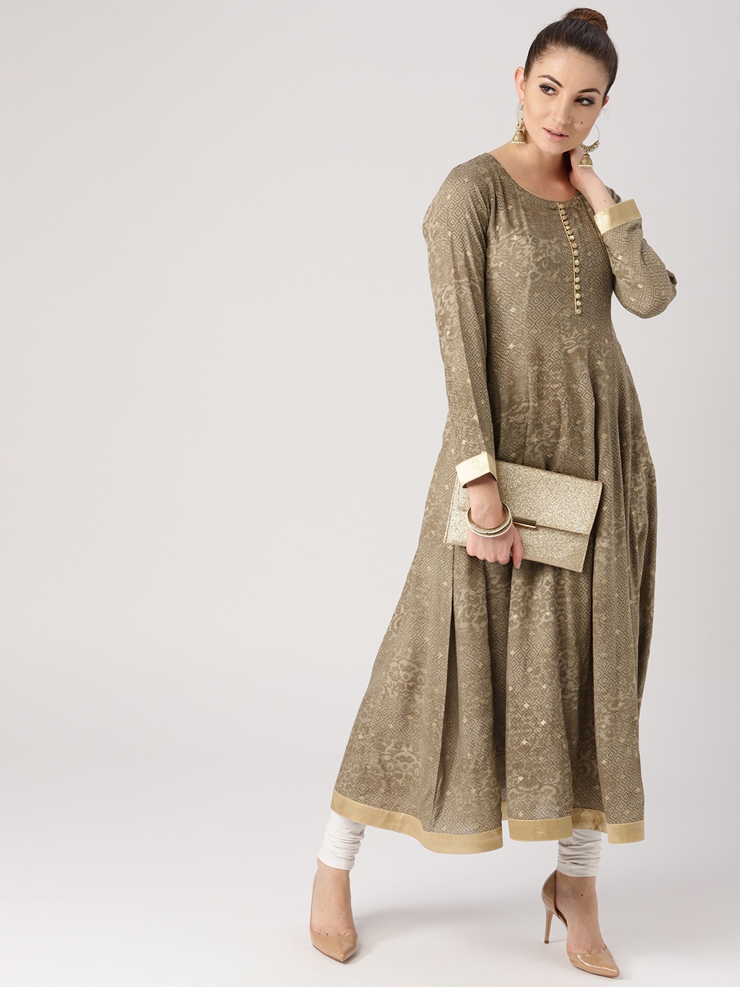 

Libas Women Grey Printed Anarkali Kurta